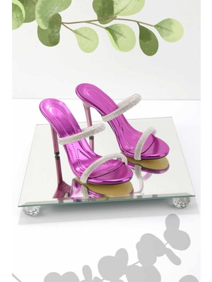 Metalik Fuşya  Kadın Terlik K04842862009