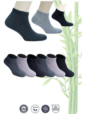 Aurum Erkek 6'lı Premium Bambu Patik Çorap Dikişsiz - 2 Siyah 2 Gri 2 Füme