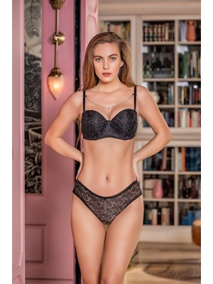 Gallipoli Gallipoli, Siyah Simli, Lotus Sütyen ve Slip Külot Takım MGP31541