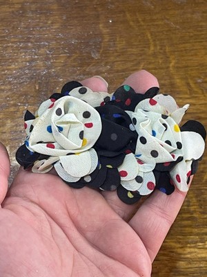 Gönülden Tasarım 9x5 cm Tül Puantiyeli Fiyonk Çiçek Aplike Dikiş Aksesuarı
