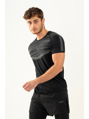 Maraton SlimFit Erkek Bisiklet Yaka  Siyah T-shirt