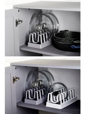 Hayveys 7 Bölmeli Tencere ve Tabak Düzenleyici Sağlığa Zararlı Olmayan Beyaz Plastik 1 Adet