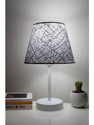 Vivido Abajur Dantelli Gri Modern Yatak Odası Abajur