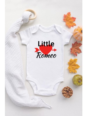 Tuğba Baby Özel Tasarım Little Romeo Bebek Body Beyaz Bebek Badi Zıbın
