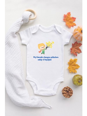 Tuğba Baby Küçük Prens Baskılı Bebek Body %100 Pamuklu Organik Baskılı Beyaz Çıtçıtlı Badi Zıbın