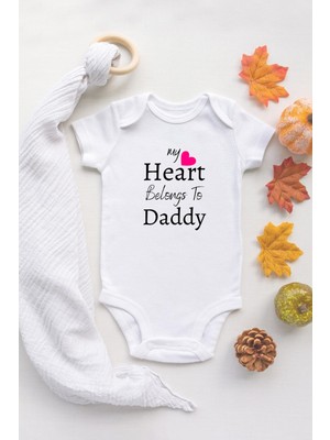 Tuğba Baby Kız Bebek Ekru Body Daddy Yazılı %100 Pamuklu Organik Baskılı Çıtçıtlı Bebek Badi Zıbın