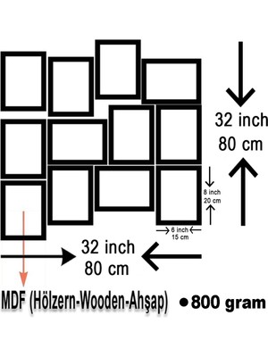 Zeron Tasarım Sage 12 Parça Ahşap Mdf Tablo ZLLTB358