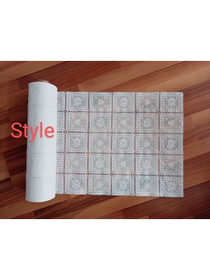 Style Pvc  Dantel Kaymaz Raf Dolap ve Çekmece Örtüsü /ölçü:50 Cmx 5 mt Beyaz - Kare  Çiçek 0