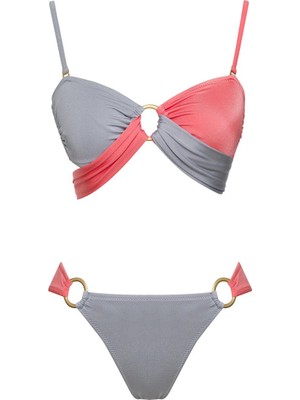 Sailor Moda Çift Renk Straplez Bikini Takım