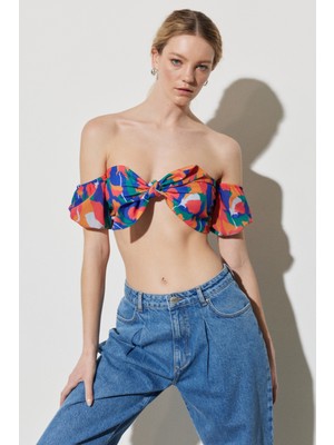 Wrangler Regular Fit Normal Kesim Önden Bağlamalı Desenli Bralet Bluz