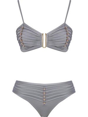 Sailor Moda Boncuklu Straplez Bikini Takım