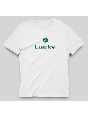 Prospettiva Kadın Beyaz Lucky Clover / Şanslı Yonca Symbol Basic T-Shirt