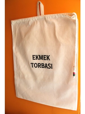 Emtory Home Büyük Boy Dekoratif Boncuklu Büzgülü Askılı Keten Ekmek Torbası 50X40CM