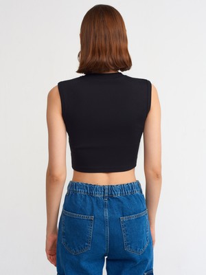 Dilvin 20625 Crop Top-Siyah