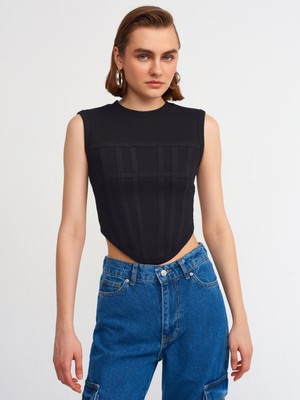 Dilvin 20625 Crop Top-Siyah