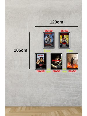 NOKEM 5'li Set Rambo Posterleri & 5'li Rambo Afişleri & Kanvas Setli Rambo Posterleri DFKNKM1