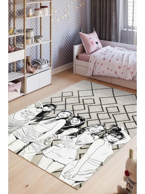 Homshtag Le Sserafim Pamuklu Dokuma Tabanlı Yıkanabilir Dekoratif Halı