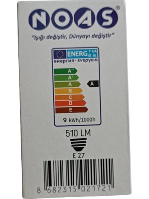 Noas LED - 9W - Beyaz - E27 - 10LU - Tasarruflu LED Ampul 9W