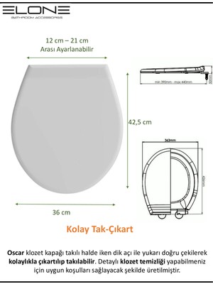 ELONE Oscar Thermoplast Yavaş Kapanan Klozet Kapağı