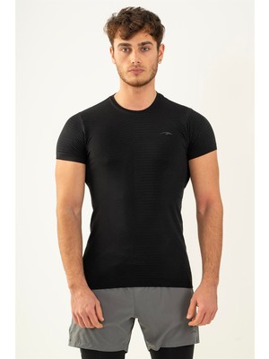 Maraton SlimFit Erkek Bisiklet Yaka  Siyah T-shirt