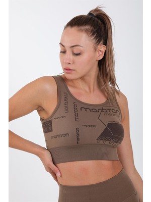 Maraton SlimFit Kadın Atlet Yaka  Açık Kahve Bra
