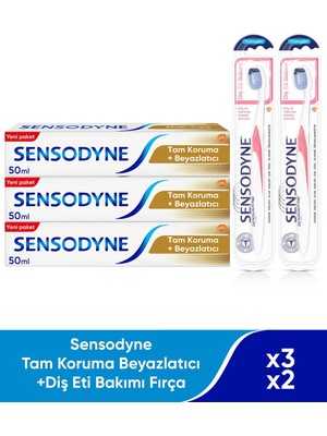 Sensodyne Tam Koruma Beyazlatıcı 50 ml x3 + Diş Eti Bakımı Fırça 2 Adet Hassas Dişler İçin
