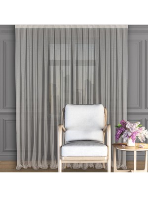 Decoperde Düz Grek Etek Kurşunlu (Petek Zemin) Tül Perde Sık Pile (1'e 3 Pile) Dikim Ekru