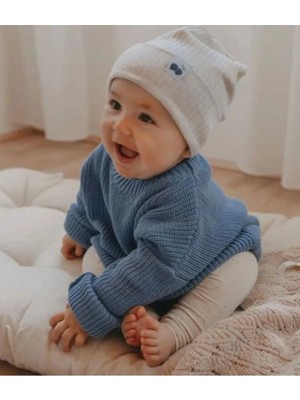 Meriç Bebe Unisex Bebek Çocuk Bisiklet Yaka Extra Esnek Triko Kazak