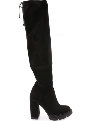 DGN 700 Kadin Strech Detayli Lita Topuklu Knee High Çizme