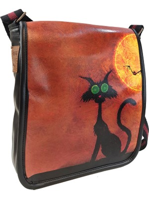 Perabags Halloween Kedi Baskılı Çapraz Çanta