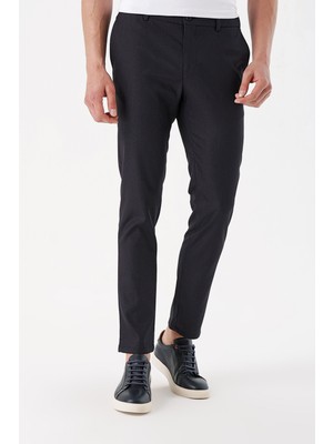 Morven  Erkek Lacivert Kareli Slim Fit Classic Pantolon