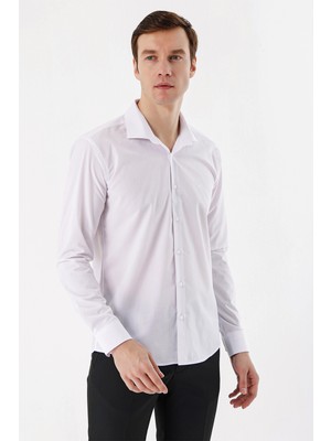 Morven  Erkek Beyaz Basic Slim Fit Gömlek