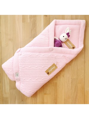 Sitilin Kız Bebek Kundak Battaniyesi Pembe Triko Kumaş Defne Sabunlu Set
