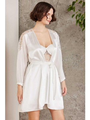 Pierre Cardin 6005 Kadın Saten Dantelli 6'lı Çeyiz Seti-Ekru