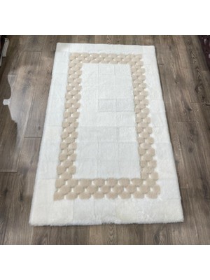 Dericibey Krem ve Karamel Renk Peluş Halı 120 x 180 cm