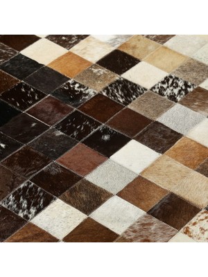 Dericibey Karışık Renkli Dana Derisi Patchwork Halı 140 x 200 cm