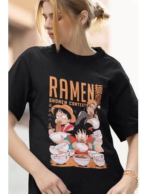 Populus Anime Naruto Luffy Goku Ramen Tişört