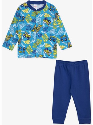 Breeze Erkek Bebek Pijama Takımı Iş Makinası Temalı 4 Ay-1 Yaş, Mavi