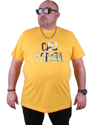 Starbattal Büyük Beden Erkek Sıfır Yaka Tişört California 23120 Sarı