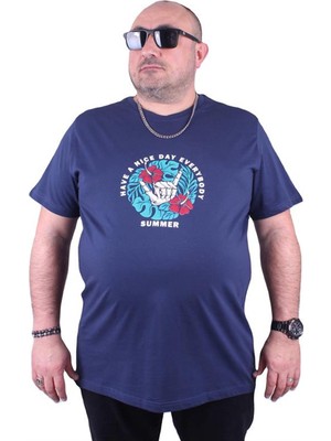 Starbattal Büyük Beden Erkek Sıfır Yaka Tişört Summer 23119 Marin