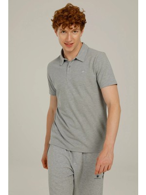 Lumberjack Erkek Basic Polo Yaka T-Shirt CT953 Gri Melanj/grey Melange 13S43CT953