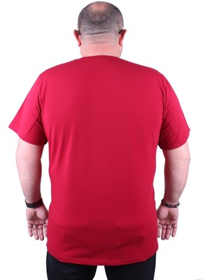 Moc Grande Mocgrande Erkek Büyük Beden Likralı Basic V Yaka Tişört 11170 Bordo