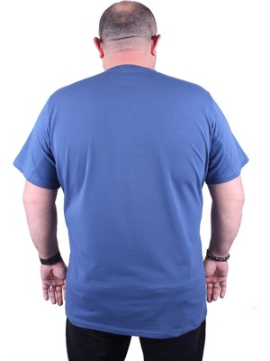 Moc Grande Mocgrande Erkek Büyük Beden Likralı Basic V Yaka Tişört 11170 Indıgo