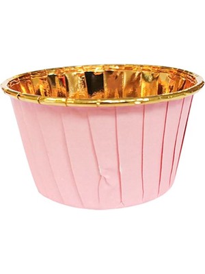 Parti Adresi Kağıt Muffin Kek Kalıbı 25'li Pembe - Gold