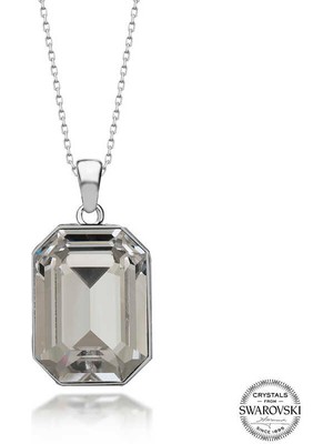 925 Gümüş Swarovski Crystal Taşlı Baget Gümüş Kadın Kolye
