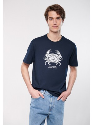 Mavi Erkek Stay Close Baskılı Lacivert Tişört 0611139-70490