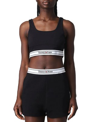 Tommy Jeans Bisiklet Yaka Baskılı Siyah Kadın Büstiyer DW0DW15300BDS