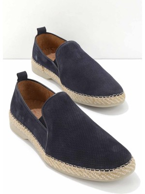 Bambi Lacivert Süet Leather Erkek Espadril E01304048102