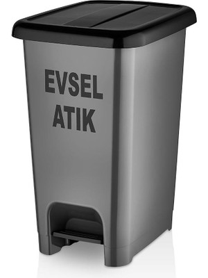 Ceymop Pro Gri Slim Pedallı Evsel Atık Çöp Kovası 50 Lt