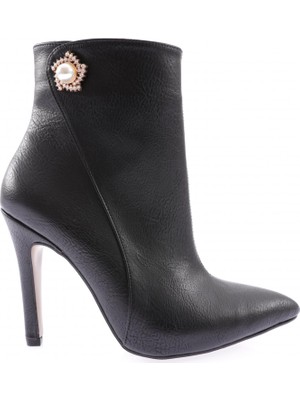 DGN Kadin Inci Taşli Sivri Burun Ince Topuklu Bot